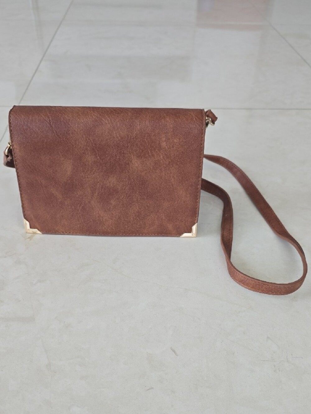 Urban Expressions Cognac Crossbody Bag with Gold Hardware